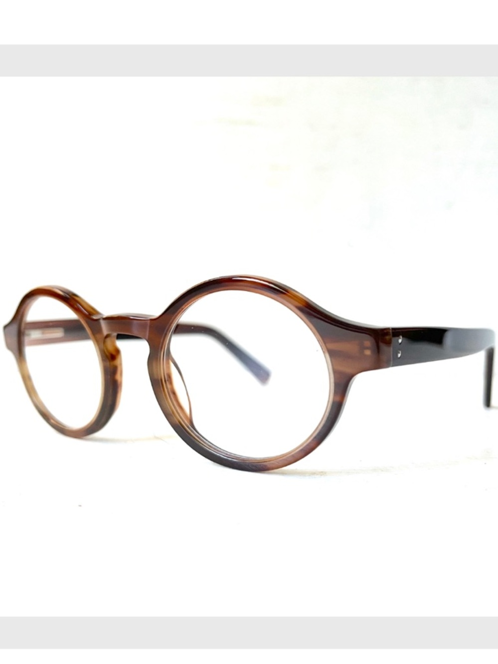 Retro Wide Fit +2.50 Reading Glasses Round Horn Key Hole Bridge Flex Hinge